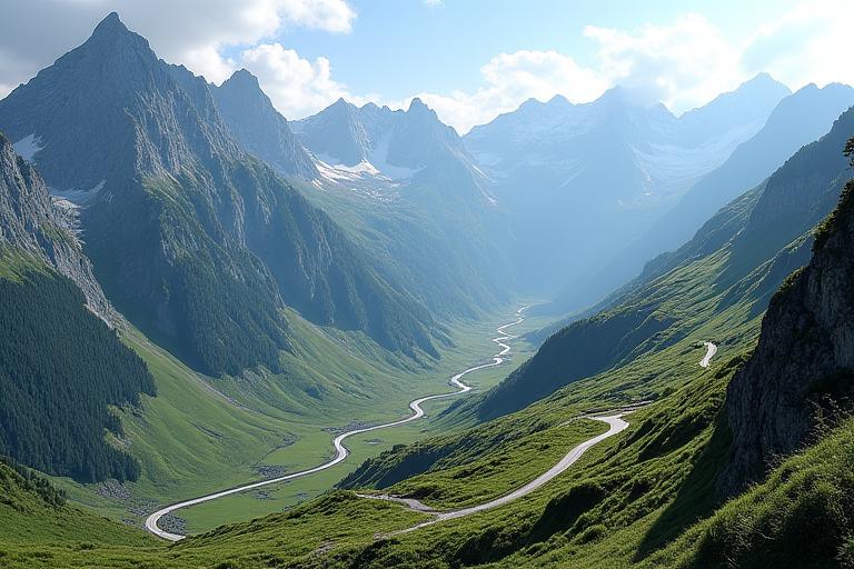 Serpentinen einer Alpenpass-Strasse in der Schweiz